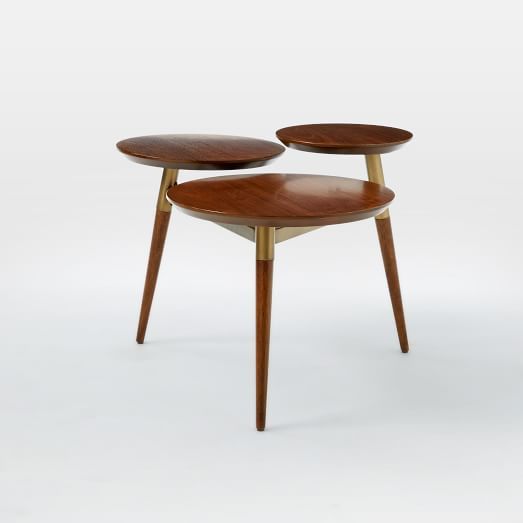 Clover Coffee Table, Walnut Top, Antique Brass Frame, Walnut Legs | West Elm (US)