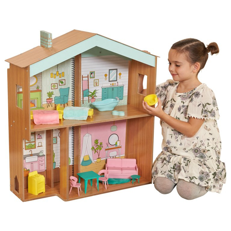 KidKraft Designed by Me™: Color Decor Wooden Dollhouse with 20 Pieces | Walmart (US)