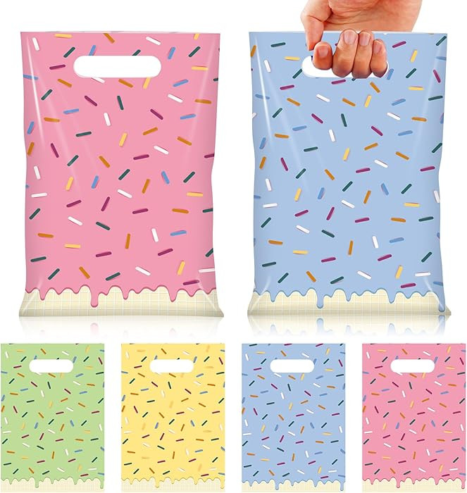 Hallswl 50pcs Ice Cream Party Favor Plastic Treat Bags,Ice Cream Candy Bag,4 Color Sprinkles Good... | Amazon (US)
