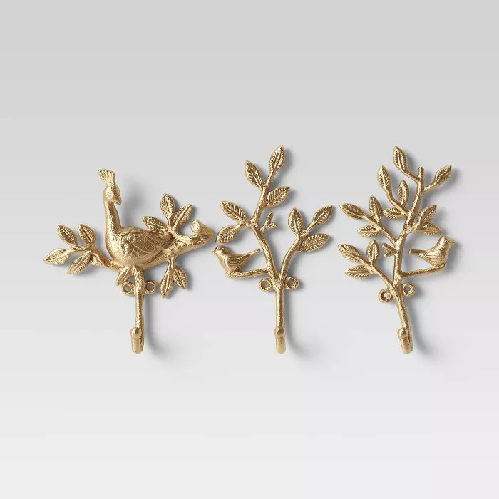 Set Of 3 Wall Hooks Light Gold - Opalhouse™ | Target