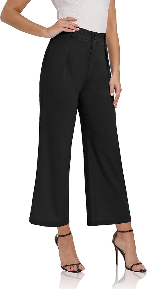 siliteelon Women High Waist Casual Wide Leg Long Palazzo Pants Trousers Comfy Work Dress Pants | Amazon (US)
