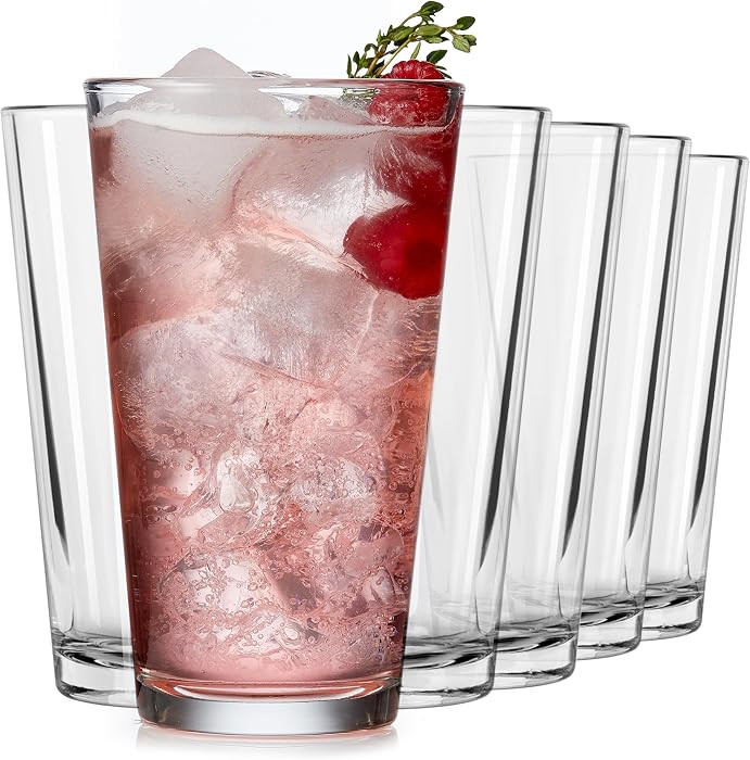 Libbey Bar Essentials Tumbler Glasses Set of 6, Modern Style 16 Oz Glass Set, Dishwasher Safe Tal... | Amazon (US)