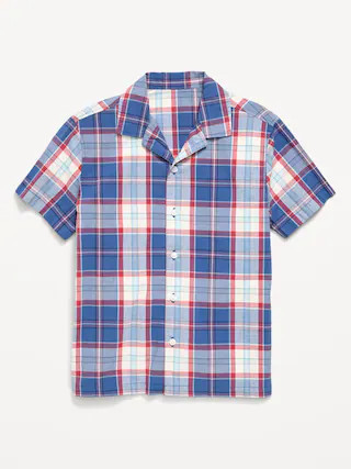 Short-Sleeve Plaid Poplin Shirt for Boys | Old Navy (US)