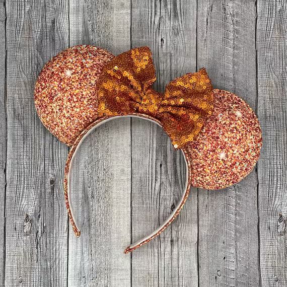 Orange Glitter Mouse Ears  Minnie Mickey Disney Birthday - Etsy | Etsy (US)