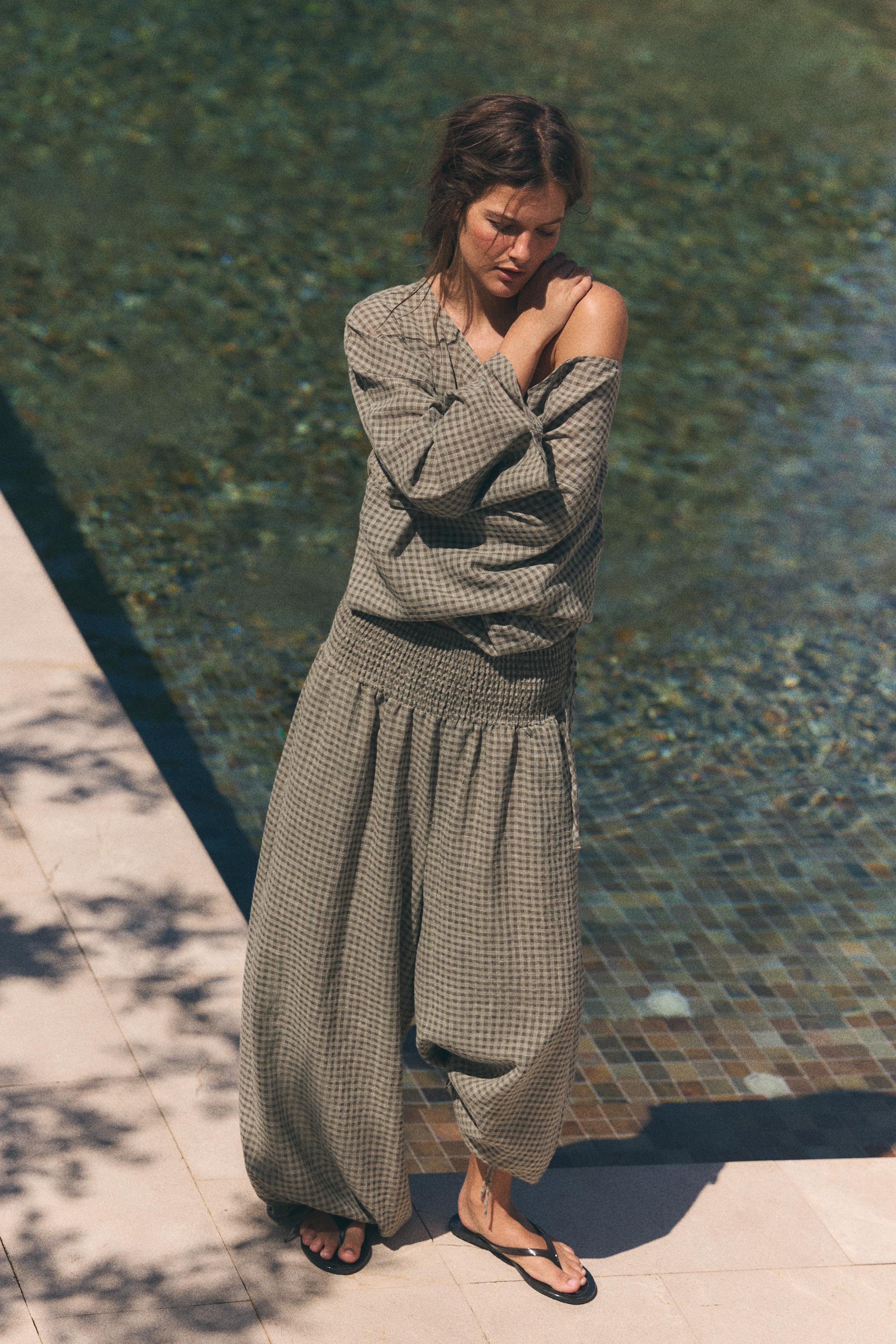 GINGHAM SKORT WITH SLIT | Zara US
