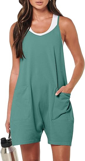 ANRABESS Womens Rompers Summer Casual Loose Sleeveless Overalls Spaghetti Strap Shorts Jumpsuit 2... | Amazon (US)