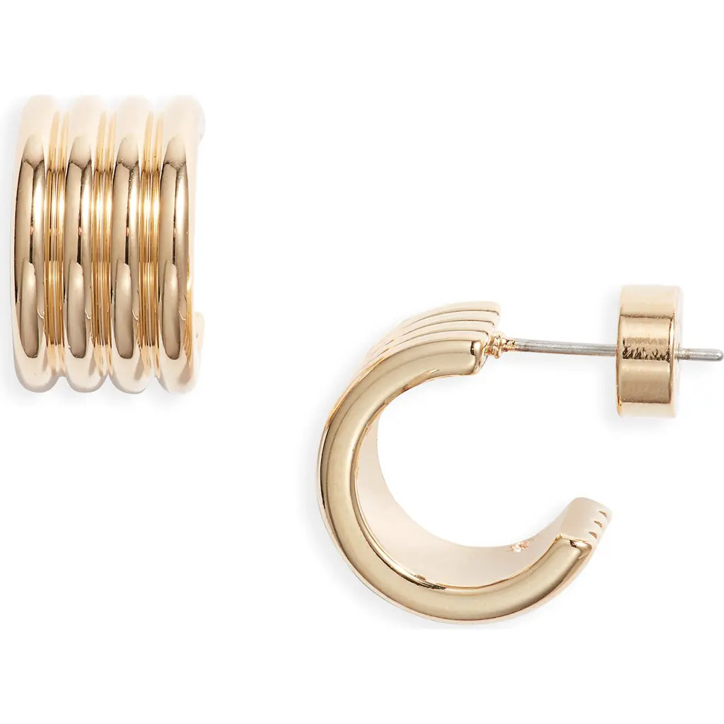 Nordstrom Demi Fine Wide Ridge Hoop Earrings in 14K Gold Plated at Nordstrom | Nordstrom