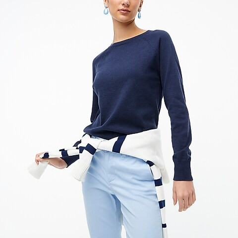 Cotton-cashmere raglan crewneck sweater | J.Crew Factory