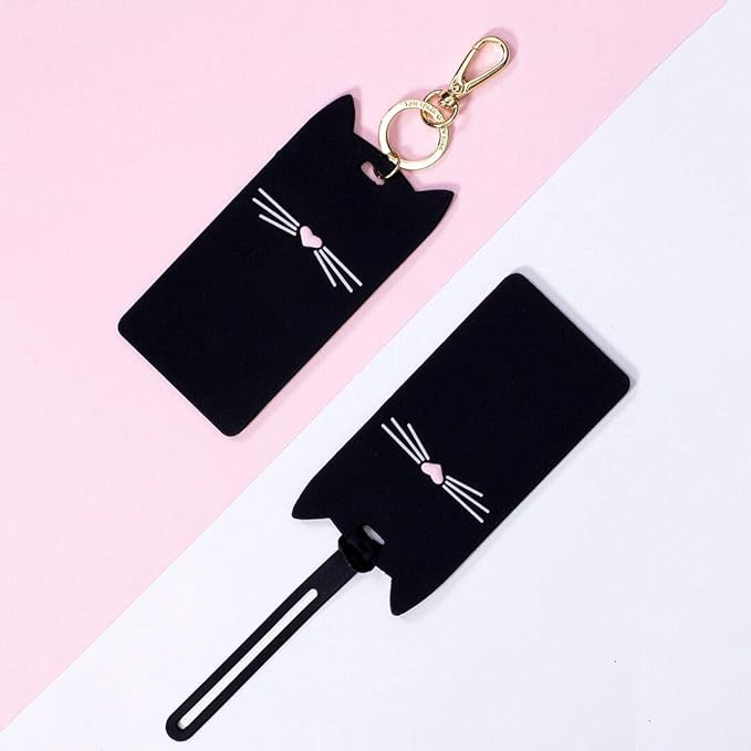 Kate Spade New York Silicone Luggage Tag with Durable Strap, Black Cat | Amazon (US)