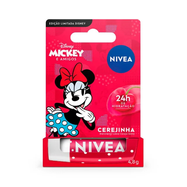 Hidratante Labial Nivea Cereja Shine Disney Mickey e Amigos- Minnie 4,8g | Drogasil BR