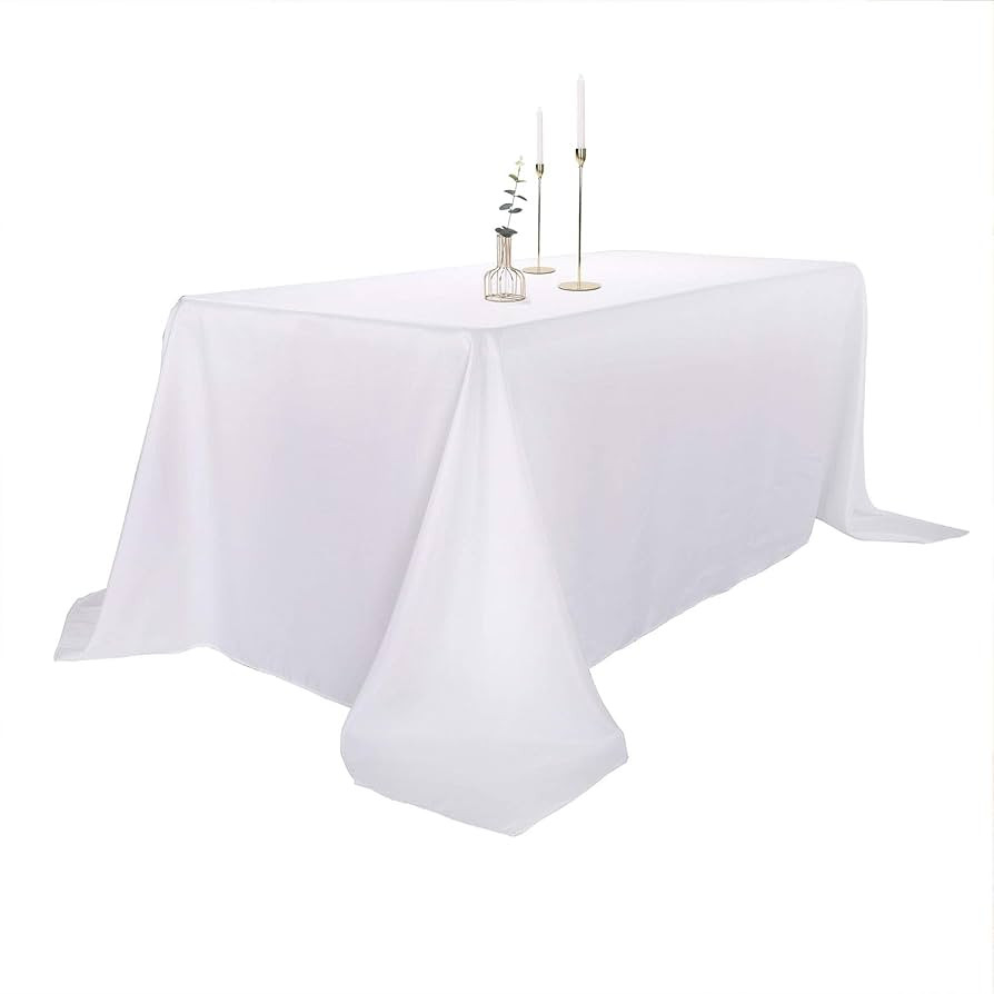 Ascoza 2pack 90x156 Inch White Rectangular Tablecloth 8 Feet Table Cloth in Polyester Fabric for ... | Amazon (US)