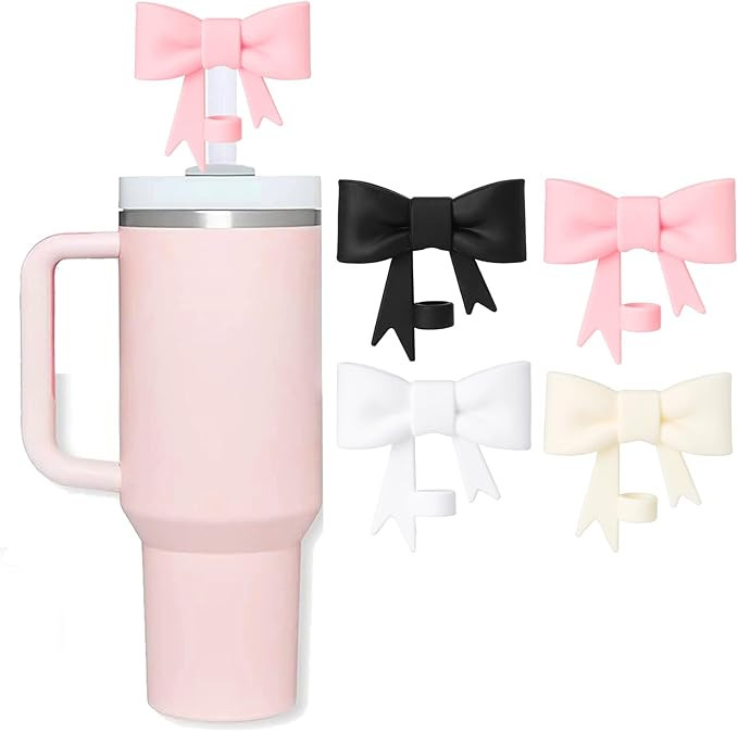 Bow Straw Covers Cap Toppers Compatible with Stanley 30&40 oz Tumbler Cups, Cute Pink 10mm Reusab... | Amazon (US)