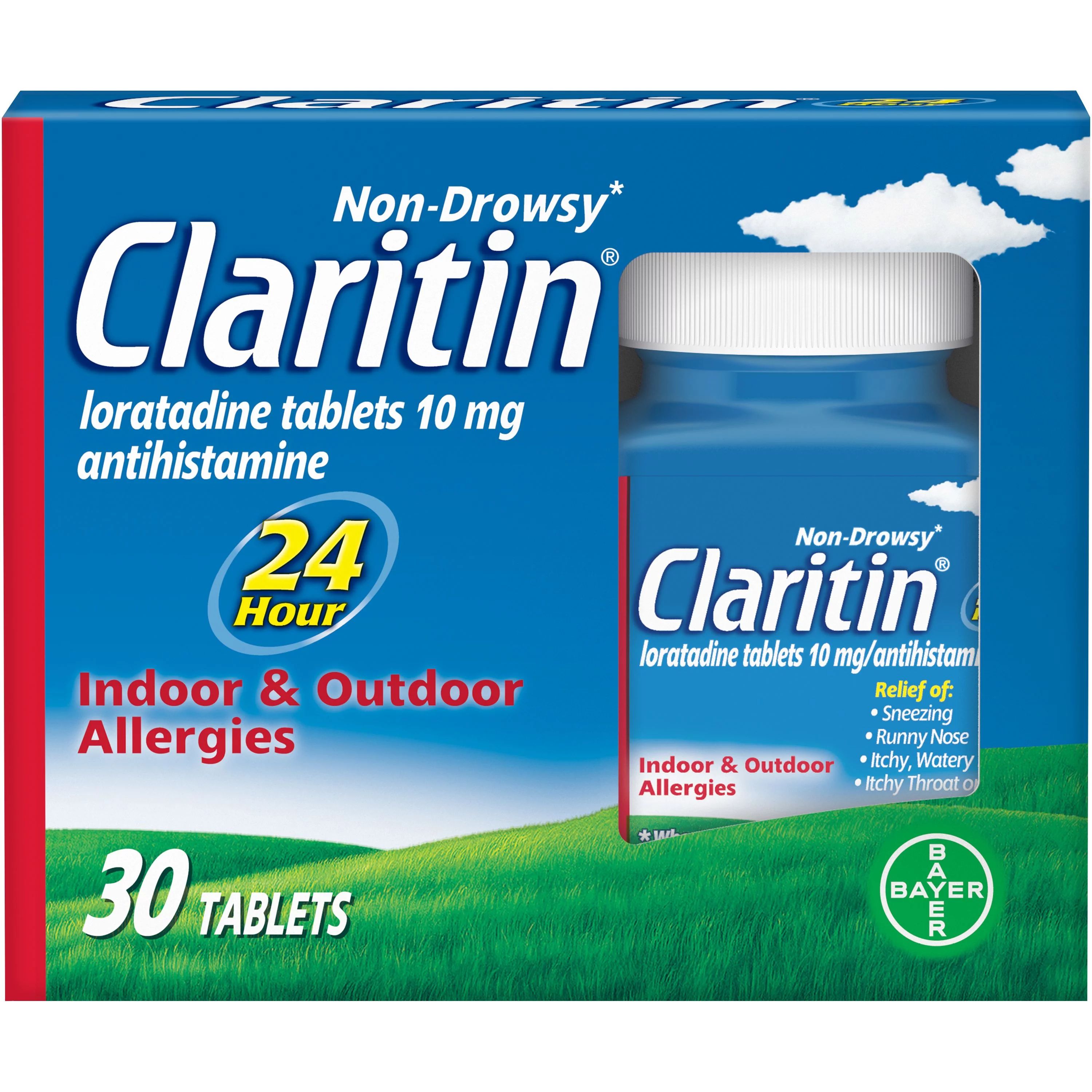 Claritin 24 Hour Non-Drowsy Allergy Medicine, Loratadine Antihistamine Tablets, 30 Ct | Walmart (US)