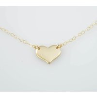 14K Solid Gold Heart Necklace. Gold Petite Heart Small Charm Necklace | Etsy (US)