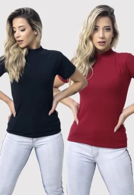 Kit 2 Blusa Vicbela Canelada Gola Alta | Dafiti (BR)