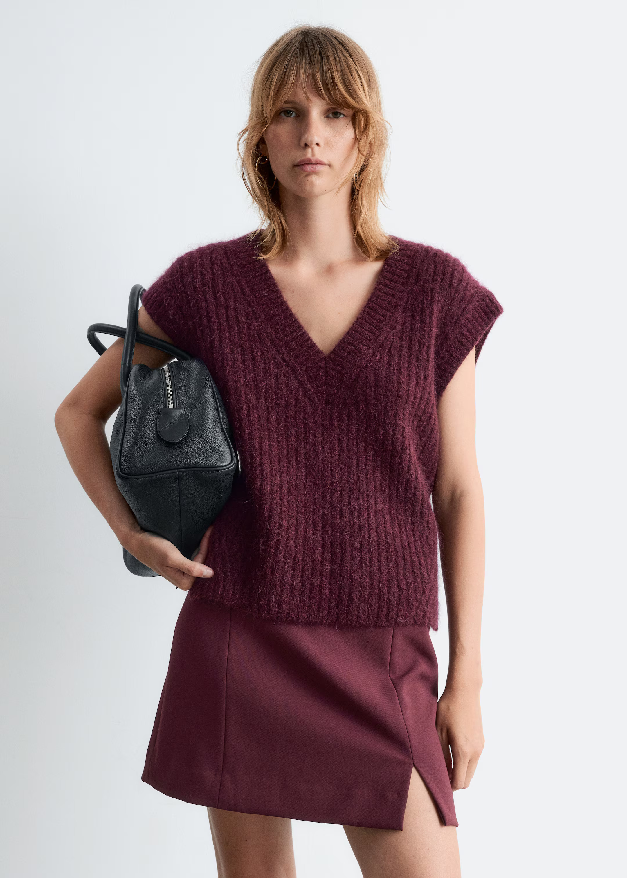 High-Waist Mini Skirt - Dark Red - Ladies | H&M GB | H&M (UK, MY, IN, SG, PH, TW, HK)