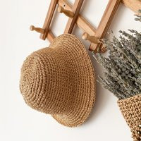 Handmade Raffia Crochet Bucket Hat Summer Knit Straw Sun Hat | Etsy (US)