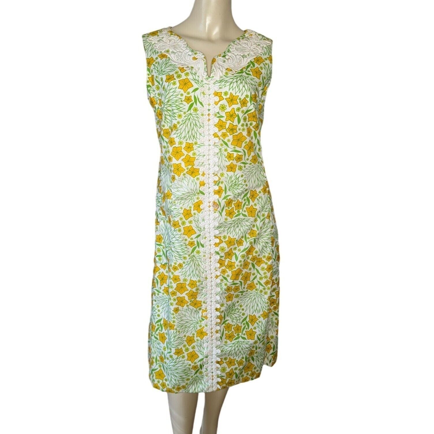 The Lilly LILLY PULITZER Vintage 1970s floral Summer yellow green lace dress 12  | eBay | eBay US
