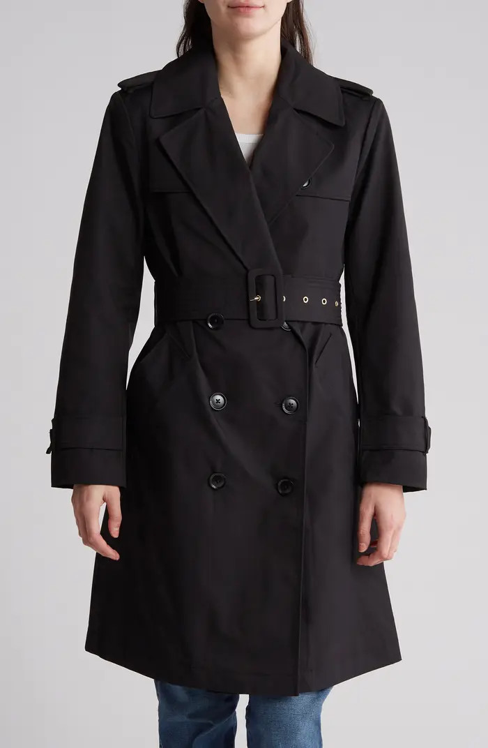 BCBGeneration Double Breasted Belted Flared Trench Coat | Nordstromrack | Nordstrom Rack