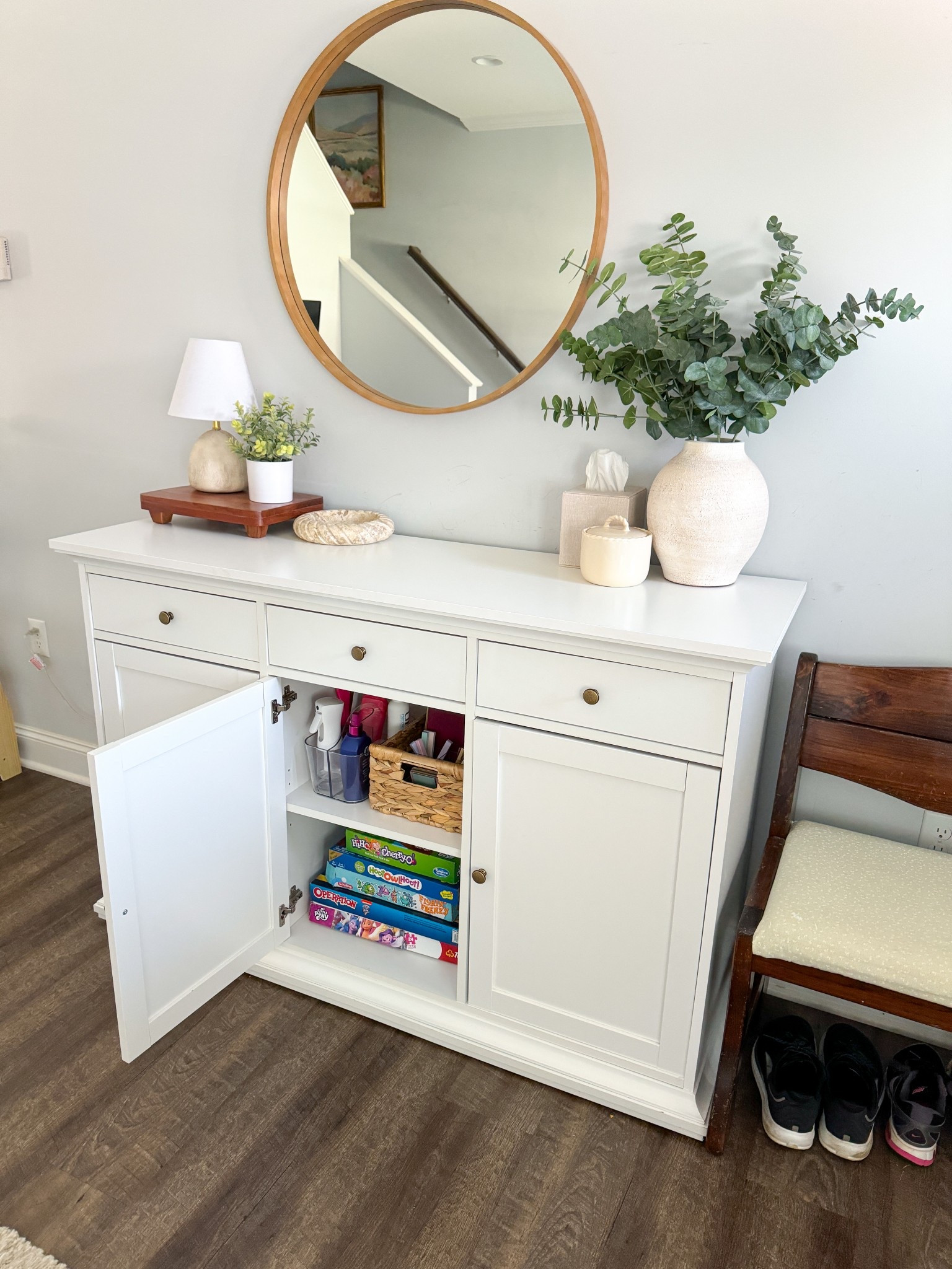 Decluttered a cabinet in our entry table! 

#LTKFamily #LTKHome