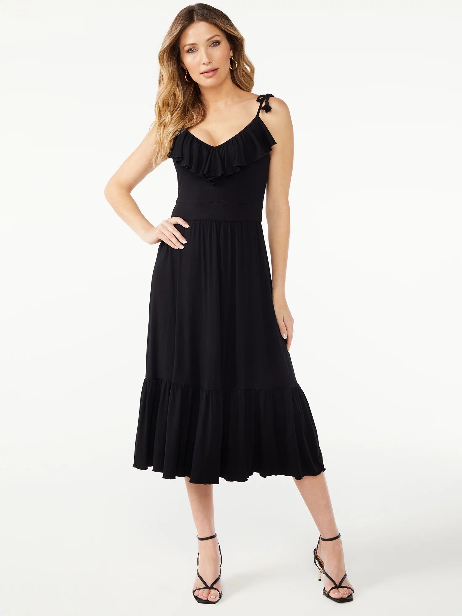 Sofia Jeans by Sofia Vergara Women's Tiered Maxi Dress with Ruffle Front - Walmart.com | Walmart (US)