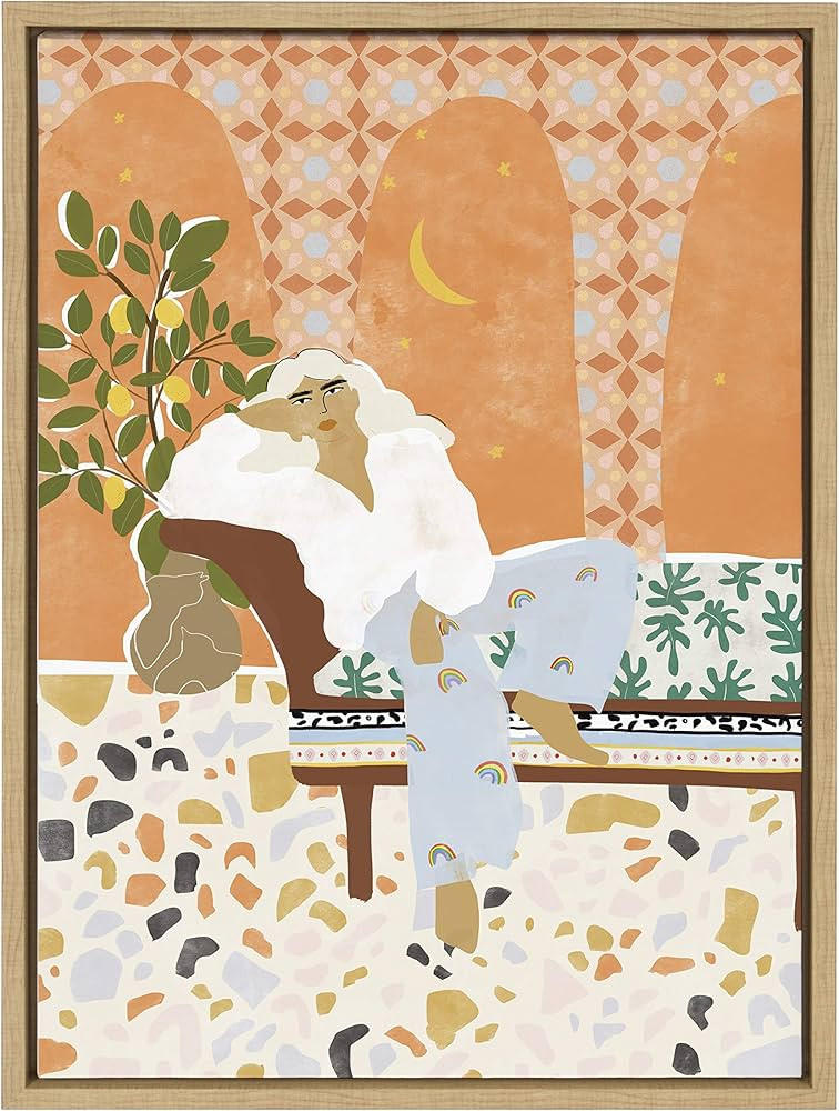 Kate and Laurel Sylvie Rainbow Framed Canvas Wall Art by Alja Horvat, 18x24 Natural, Chic Illustr... | Amazon (US)