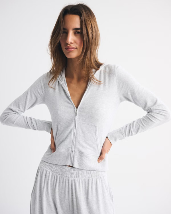 Women's Cozy Lounge Full-Zip | Women's Tops | Abercrombie.com | Abercrombie & Fitch (US)