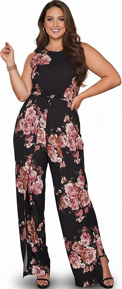 KOH KOH Womens 2026 Floral Print Sleeveless Wide Leg One Piece Romper Playsuit Jumper | Amazon (US)