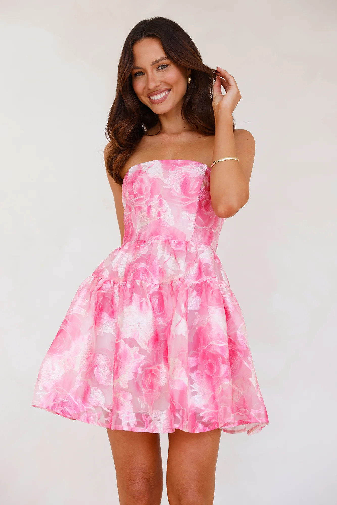 Gentle Aura Strapless Mini Dress Pink | Hello Molly (US)