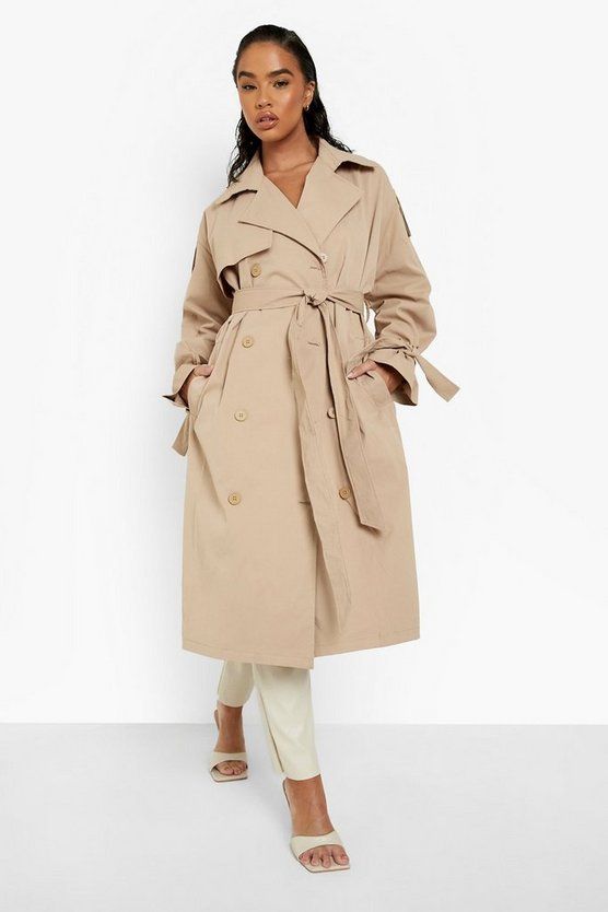 Tie Cuff Double Breasted Trench Coat | Boohoo.com (UK & IE)
