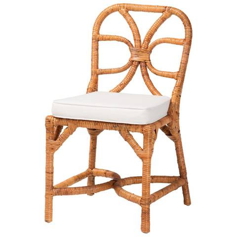 bali & pari Alondra Natural Rattan Dining Chair with Removable Cushion | Lamps Plus