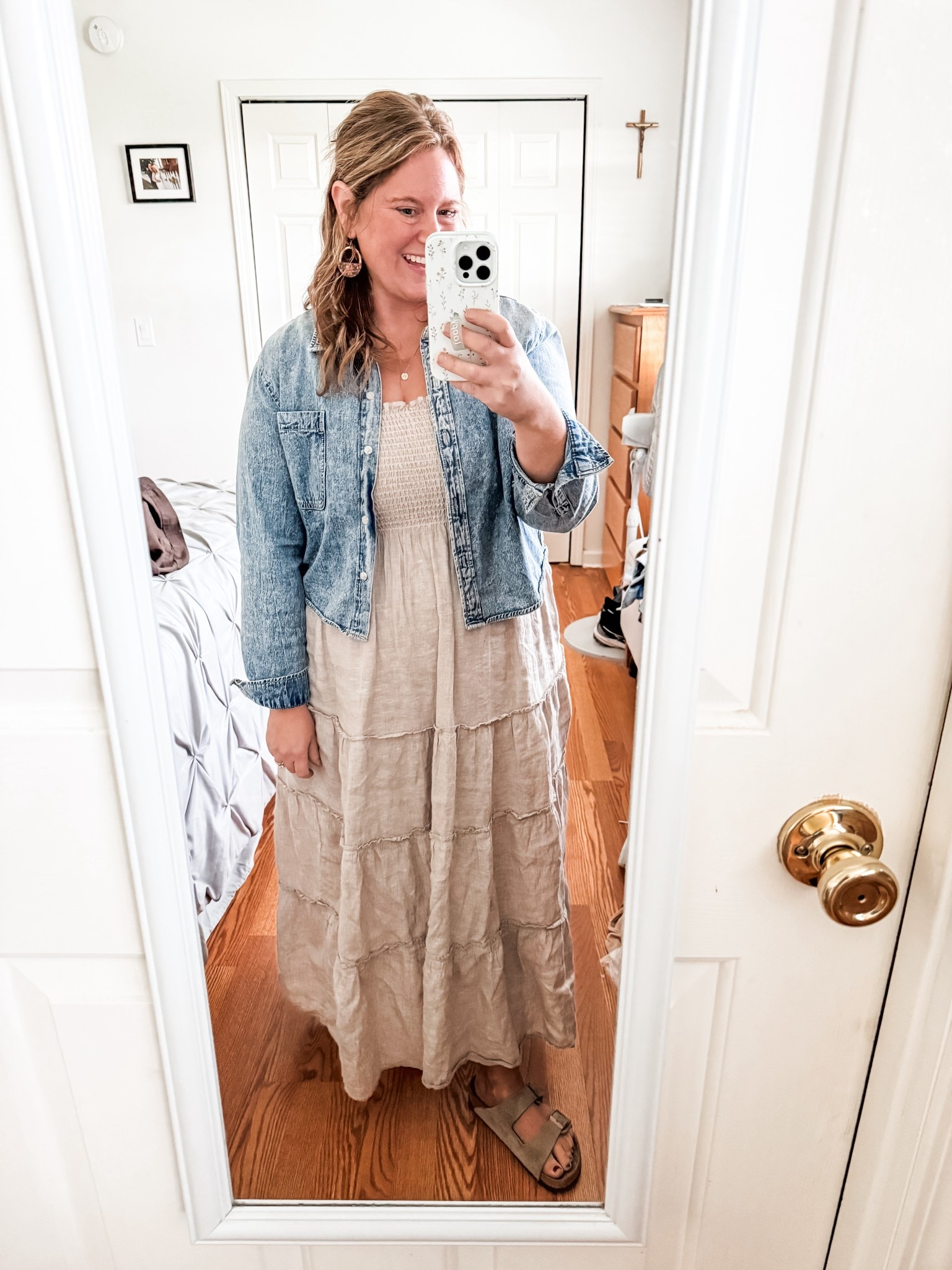Wearing a large in my Quince linen dress.  My cropped denim shirt is older so linking similar. 

#LTKMidsize #LTKFindsUnder50 #LTKWorkwear