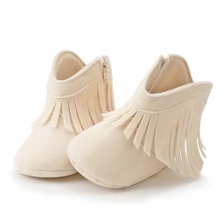 Inevnen Baby Girls Cowboy Tassel Boots Side Zipper Moccasins Soft Bottom Non-Slip Toddler Shoe | Walmart (US)
