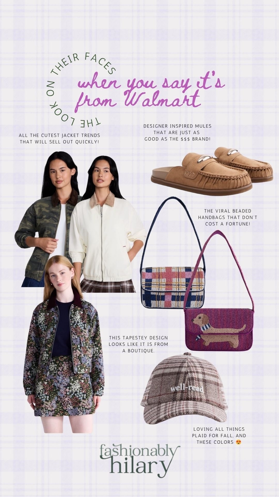 Walmart has been crushing it lately, and it’s no surprise people are running to buy their new fall pieces. These jackets are so dang cute and do y’all see this tapestry jacket and skirt 😍. The accessories are better than ever. I’m 100% obsessed. 
Fall finds, plaid hat, beaded bags

#LTKMidsize #LTKSeasonal #LTKWorkwear