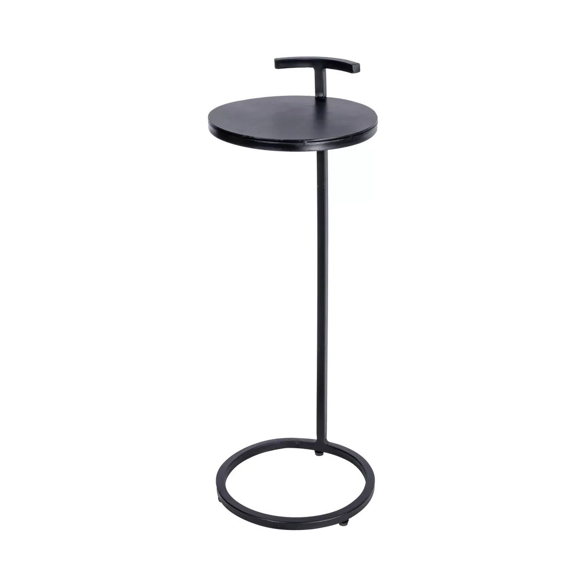 Storied Home Round Metal Accent Table with Handle Matte Black | Target