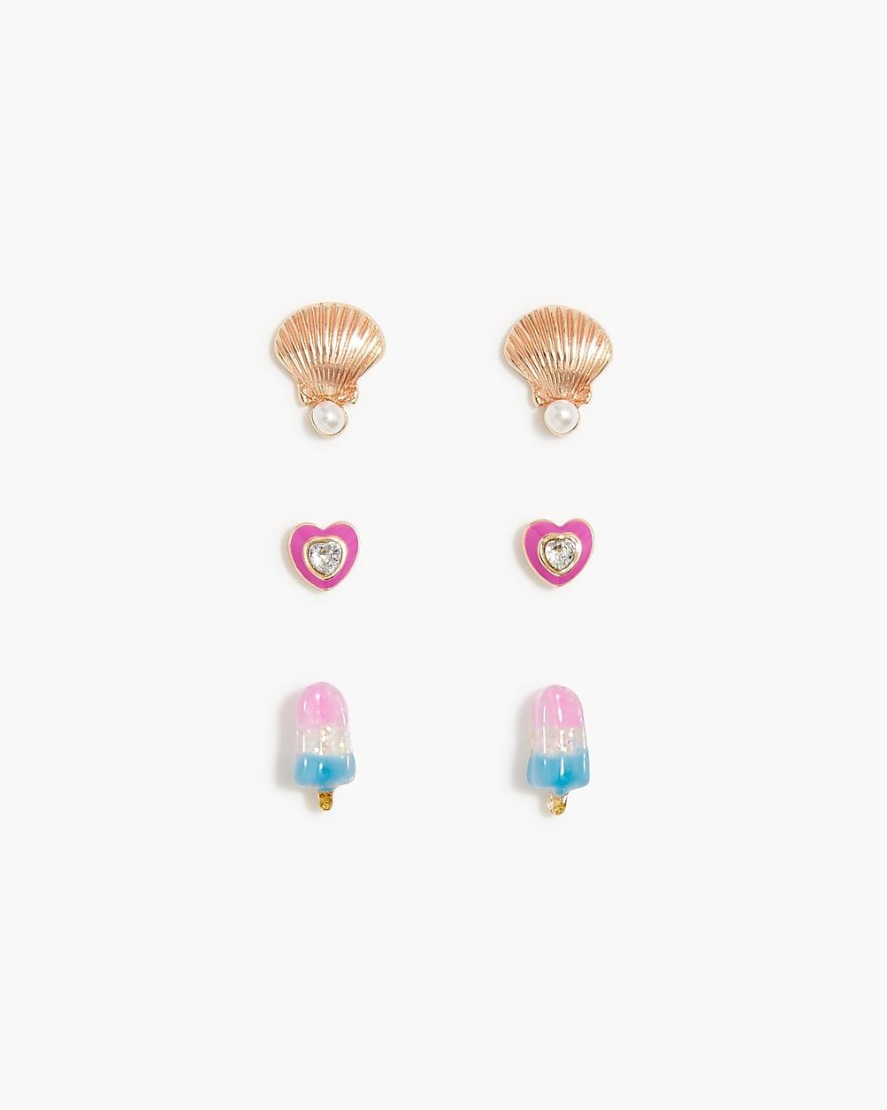 Girls' summer shell earrings set-of-three | J.Crew Factory