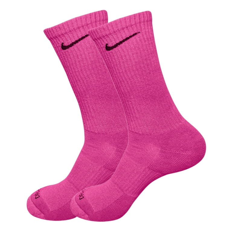Fuchsia Pink Pack Nike Crew Socks Dri Fit, Unisex Adult Large, 3 - Pack | Walmart (US)