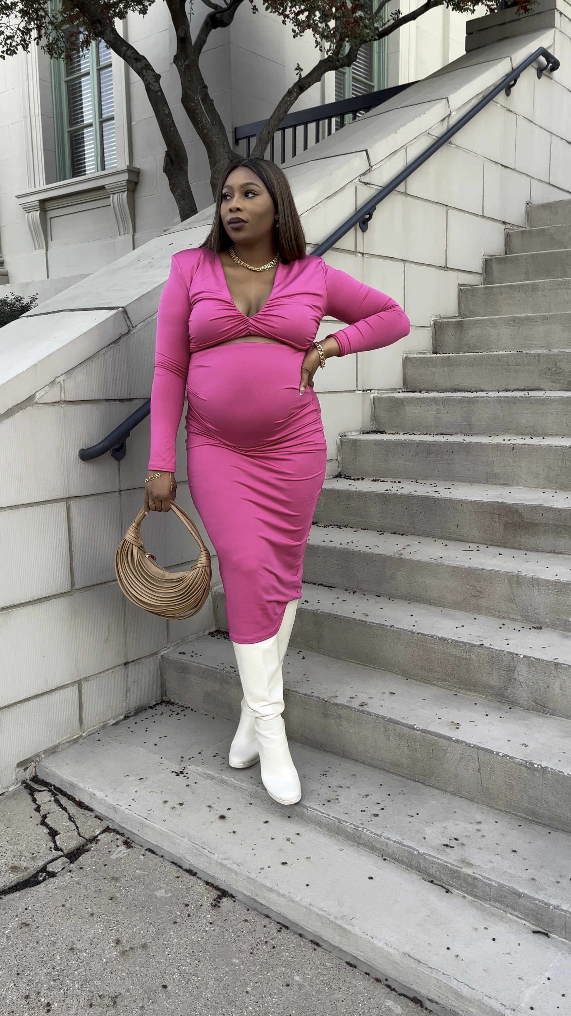 Maternity friendly date night outfit dress. 
It hugged the bump and the pop of color is everything. 
Height: 5’8
Size: large

#LTKFind #LTKbump #LTKstyletip