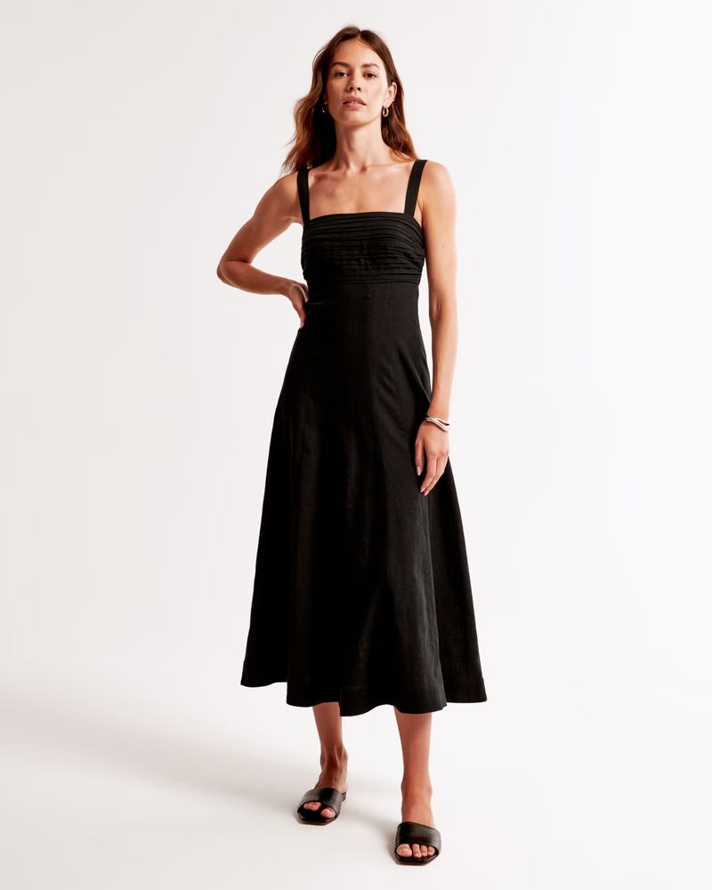 Women's The A&F Emerson Fit & Flare Midi Dress | Women's New Arrivals | Abercrombie.com | Abercrombie & Fitch (US)