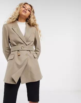 Selected Femme – Zweireihiger Blazer in Beige | ASOS (Global)