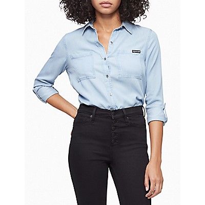 Solid Button-Down Roll Sleeve Shirt | Calvin Klein | Calvin Klein (US)