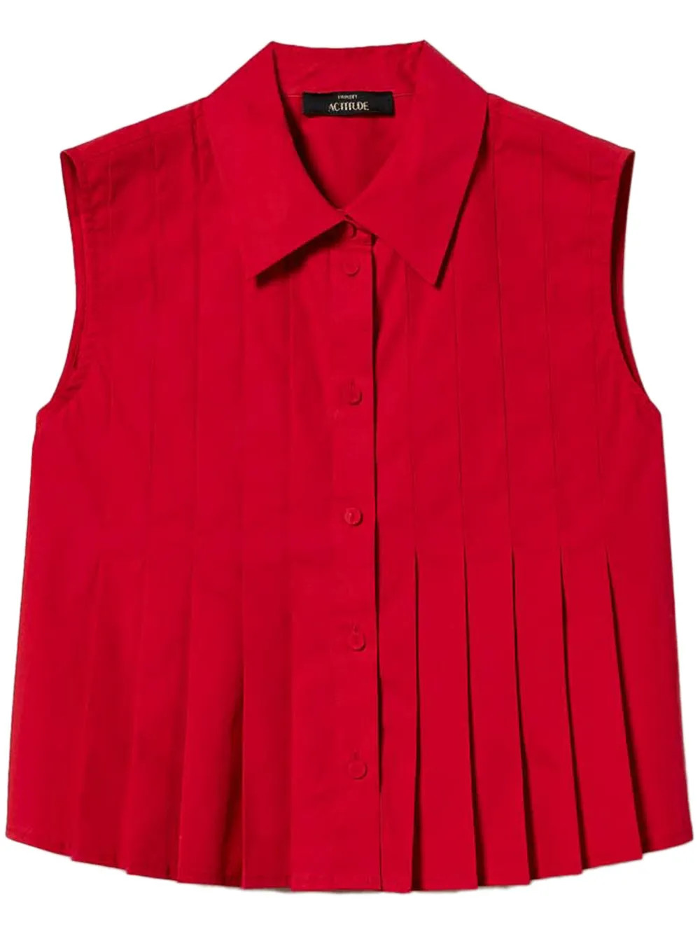 TWINSET Cropped Pleated Shirt | Red | FARFETCH | Farfetch Global