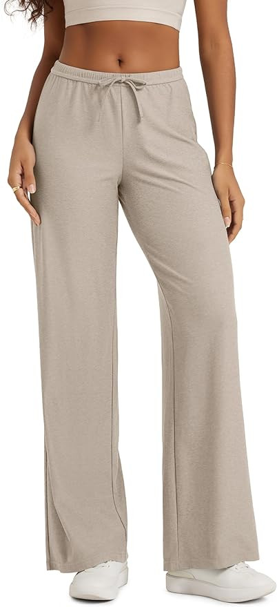 ODODOS Women's Wide Leg Pants - Ultra Soft Stratum Tech Adjustable Mid-Rise Casual Pajama Lounge ... | Amazon (US)