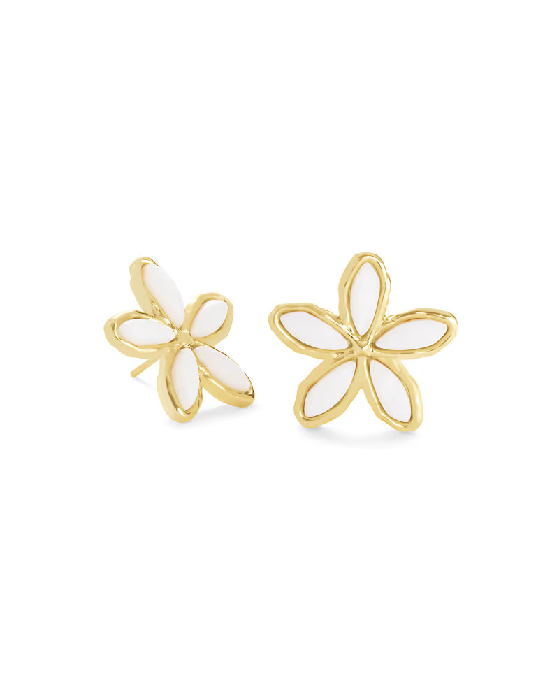 Kyla Flower Gold Stud Earrings in White Mother of Pearl | Kendra Scott