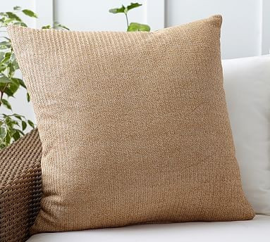 Outdoor Pom Pom Faux Natural Fiber Pillow | Pottery Barn (US)