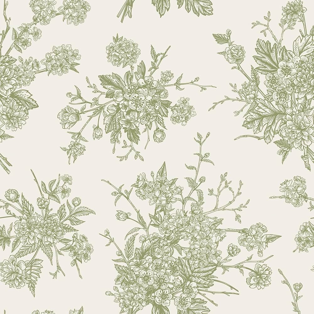 WESTICK Vintage Green Floral Wallpaper French Country Peel and Stick Green Floral Contact Paper f... | Amazon (US)