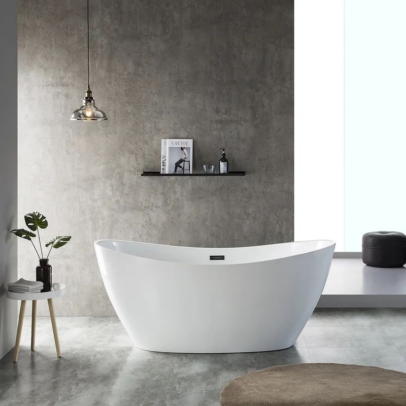 Opalo 59" x 30" Freestanding Soaking Bathtub | Wayfair North America