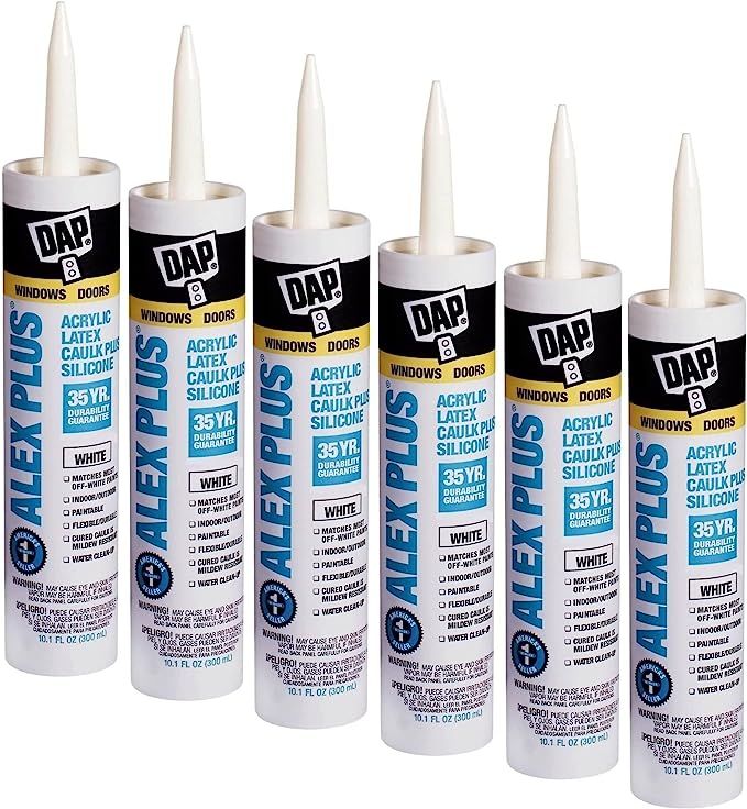 Amazon.com: Dap Inc 18152 6 Pack 10.1 oz. Alex Plus Acrylic Latex Caulk Plus Silicone, White : In... | Amazon (US)