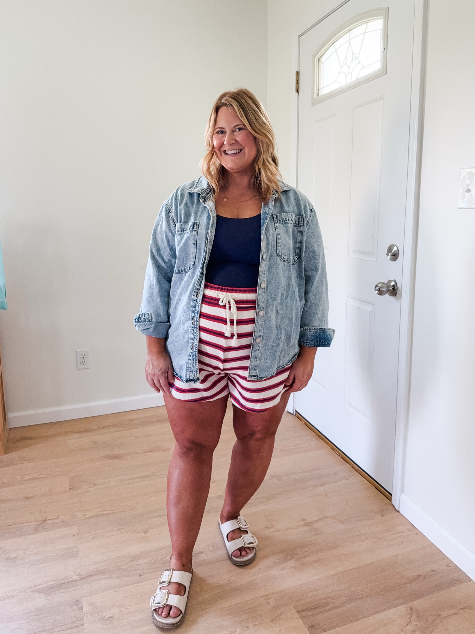 Wearing an XL in my tank and shorts.  Denim shirt is older

#LTKootd #LTKMidsize #LTKBump