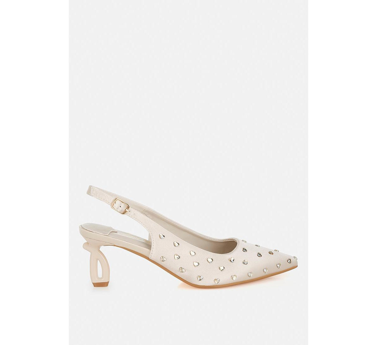 Dasavla Heart-Shaped Rhinestone Studded Slingbacks Women - Light beige | Macy's